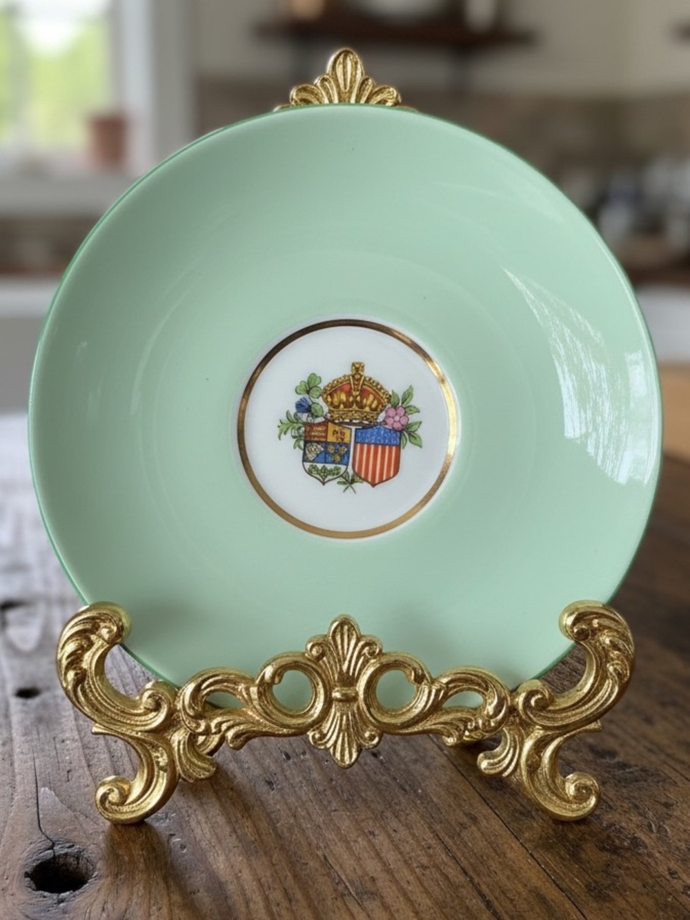 PARAGON KING GEORGE VI QUEEN ELIZABETH CANADA / USA VISIT 1939 SAUCER Mint Green